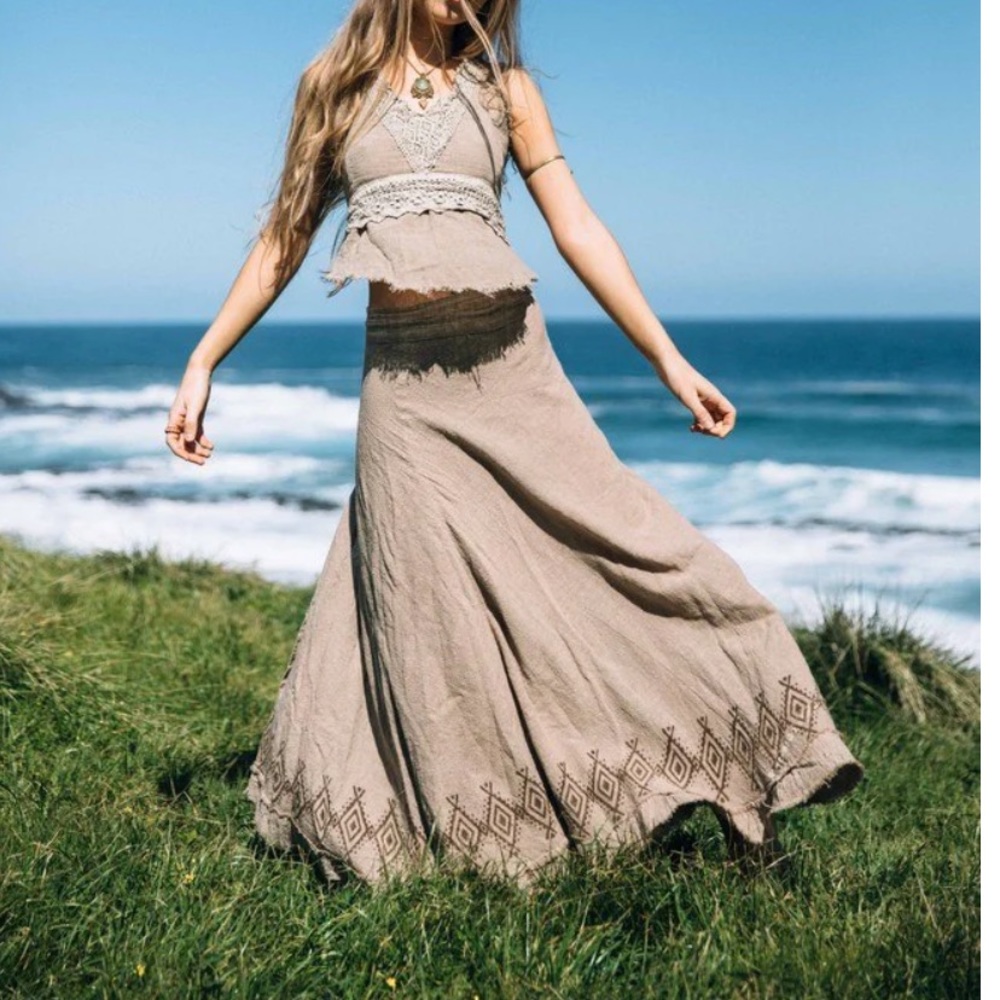 Nature Spirit wrap around skirt in natural brown color